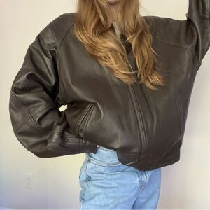 Vintage brown leather bomber